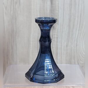 FOSTORIA Vintage Cobalt Blue "Virginia" Pressed Glass Candle Holder USA Taper
